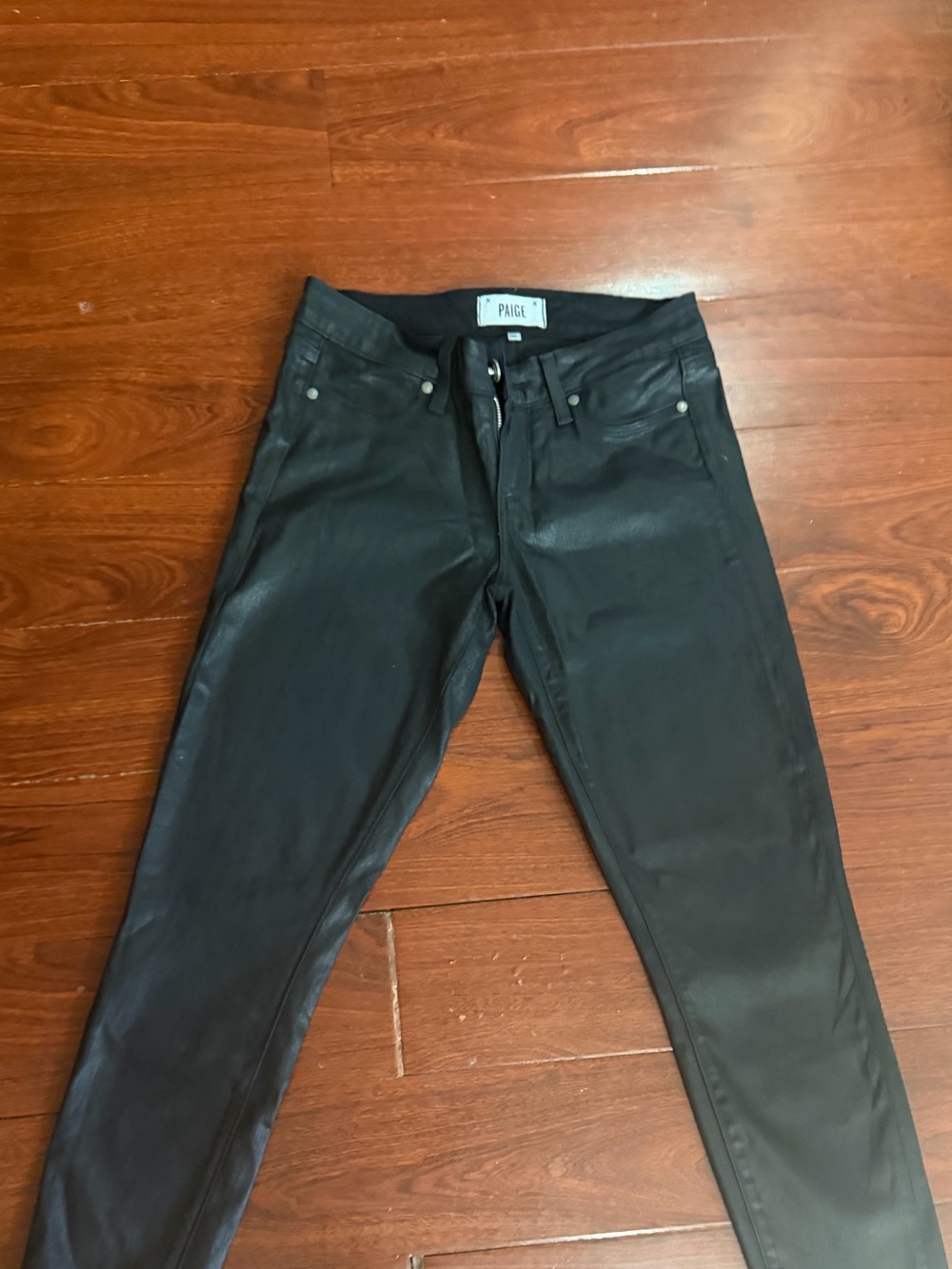 PAIGE Black Coated Skinny Jeans